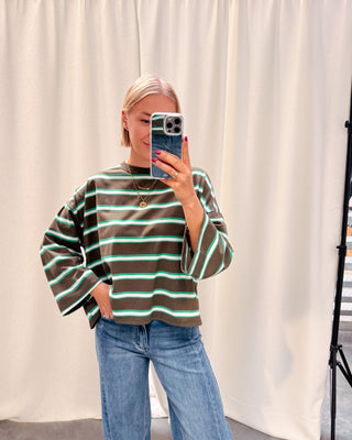 LENNY STRIPED KNOT TEE - KAKI/GREEN