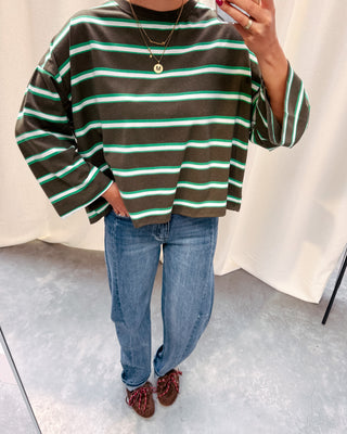 LENNY STRIPED KNOT TEE - KAKI/GREEN