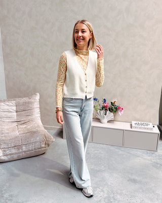 CREAM BUTTONED GILET - By Lenz