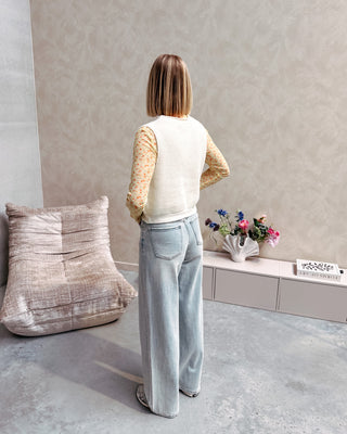 CREAM BUTTONED GILET - By Lenz