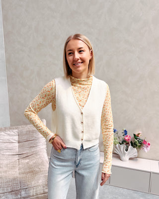 CREAM BUTTONED GILET - By Lenz