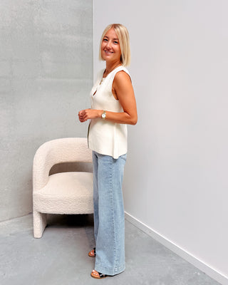 AURORA BUTTON GILET - BEIGE - By Lenz