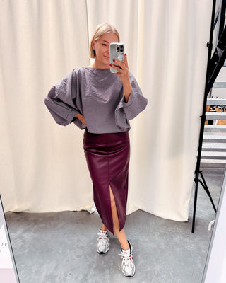 FALL CHECK BLOUSE - MAUVE