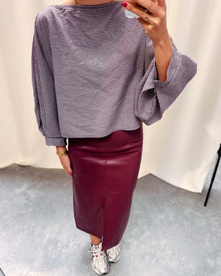 FALL CHECK BLOUSE - MAUVE