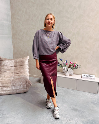 FALL CHECK BLOUSE - MAUVE