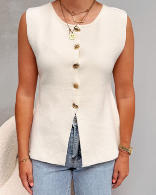 AURORA BUTTON GILET - BEIGE - By Lenz