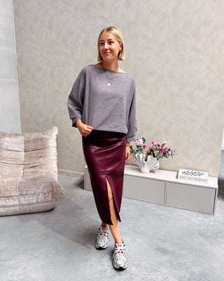 FALL CHECK BLOUSE - MAUVE