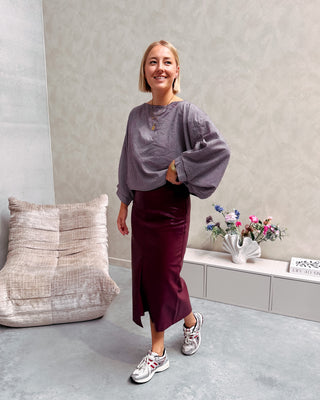 FALL CHECK BLOUSE - MAUVE