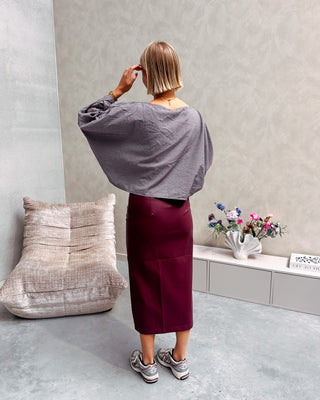 FALL CHECK BLOUSE - MAUVE