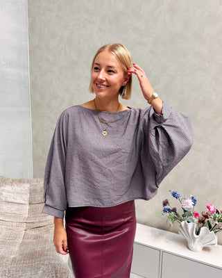 FALL CHECK BLOUSE - MAUVE