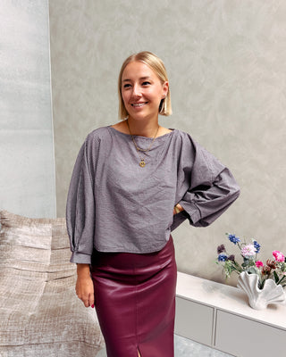 FALL CHECK BLOUSE - MAUVE
