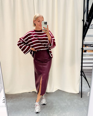 BILLIE MAXI LEATHER SKIRT - BURGUNDY