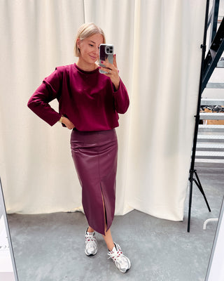BILLIE MAXI LEATHER SKIRT - BURGUNDY