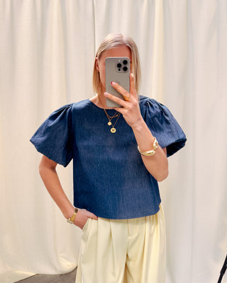 LINN BLOUSE - DENIM BLUE - By Lenz