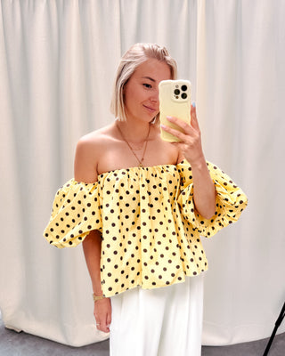 FLIRTY DOTS BLOUSE - YELLOW - By Lenz