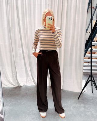 MINI STRIPES LONGSLEEVE - BEIGE/BROWN - By Lenz