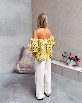 FLIRTY DOTS BLOUSE - YELLOW - By Lenz