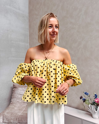 FLIRTY DOTS BLOUSE - YELLOW - By Lenz