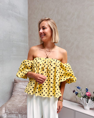 FLIRTY DOTS BLOUSE - YELLOW - By Lenz