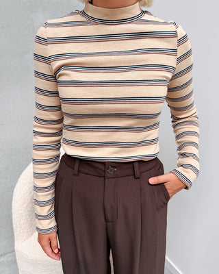MINI STRIPES LONGSLEEVE - BEIGE/BROWN - By Lenz