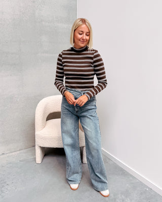 MINI STRIPES LONGSLEEVE - BROWN/PINK - By Lenz