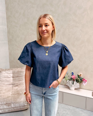 LINN BLOUSE - DENIM BLUE - By Lenz