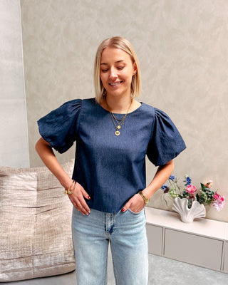 LINN BLOUSE - DENIM BLUE - By Lenz