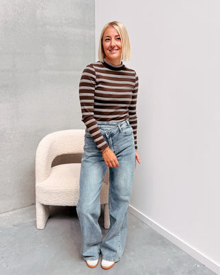 MINI STRIPES LONGSLEEVE - BROWN/PINK - By Lenz