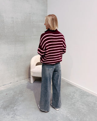 MAE ZIP KNIT - ROSE/BURGUNDY