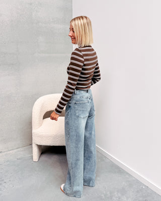 MINI STRIPES LONGSLEEVE - BROWN/PINK - By Lenz