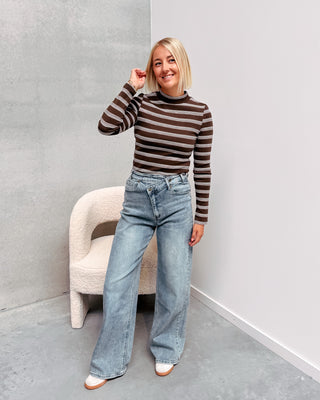 MINI STRIPES LONGSLEEVE - BROWN/PINK - By Lenz