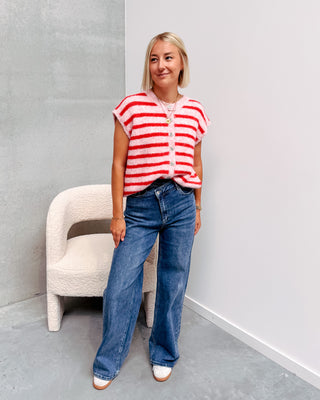GLADYS STRIPED GILET - PINK/RED - By Lenz