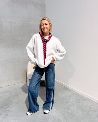 MOMMY SWEATER - GREY/BURGUNDY