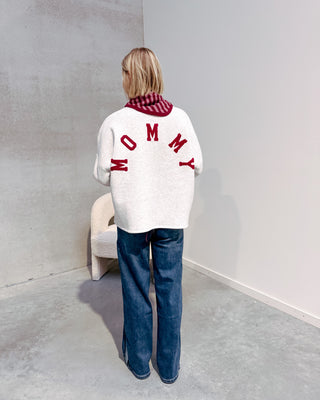 MOMMY SWEATER - GREY/BURGUNDY
