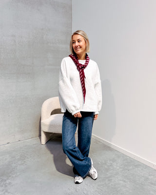 MOMMY SWEATER - GREY/BURGUNDY