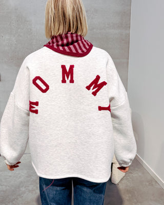 MOMMY SWEATER - GREY/BURGUNDY