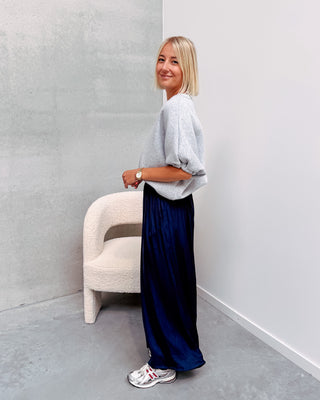 MAROUX SILK PANT - DARK BLUE - By Lenz