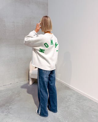 MOMMY SWEATER - GREY/GREEN