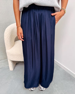 MAROUX SILK PANT - DARK BLUE - By Lenz
