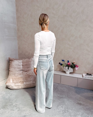 SQUARE NECK DETAIL LONGSLEEVE - WHITE - By Lenz
