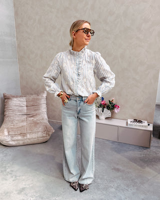 BABET BRODERIE STRIPE BLOUSE - By Lenz