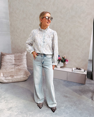BABET BRODERIE STRIPE BLOUSE - By Lenz