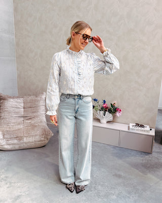 BABET BRODERIE STRIPE BLOUSE - By Lenz