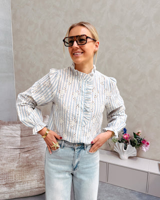 BABET BRODERIE STRIPE BLOUSE - By Lenz