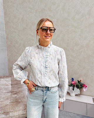 BABET BRODERIE STRIPE BLOUSE - By Lenz