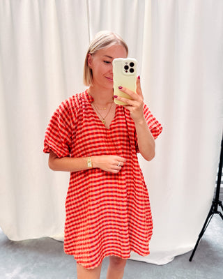 COZETTE CHECK DRESS - ORANGE - By Lenz