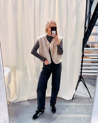 FARAH FUZZY GILET - BEIGE