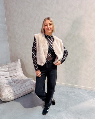 FARAH FUZZY GILET - BEIGE