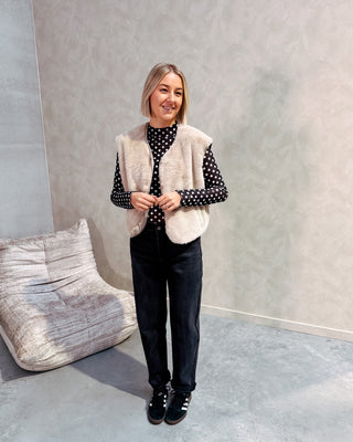 FARAH FUZZY GILET - BEIGE