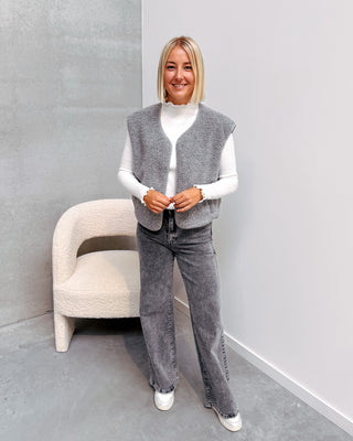 ISA TEDDY GILET - GREY - By Lenz